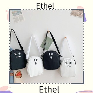 Ethel1 กระเป๋าสะพายไหล่ กระเป๋าถือ ผ้าแคนวาส สีดํา ความจุขนาดใหญ่ สไตล์ฮาราจูกุ สําหรับผู้หญิง