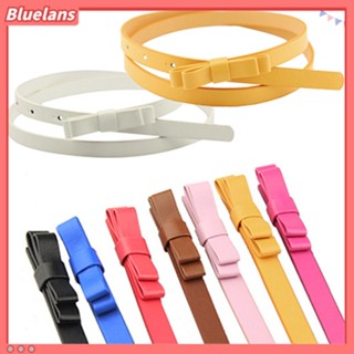 【 Bluelans 】เข็มขัดหนัง PU ประดับโบว์ 2 ชั้น สีแคบ สําหรับผู้หญิง