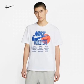 Nike เสื้อยืดลําลอง ผ้าฝ้าย แขนสั้น คอกลม พิมพ์ลายโลโก้หน้ายิ้ม 100% สําหรับผู้ชาย เหมาะกับการเล่นกีฬา