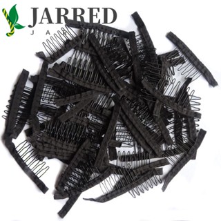 Jarred หวีวิกผม กิ๊บติดผม DIY 10 ชิ้น / ล็อต เครื่องมือทําวิกผมแข็ง ทนทาน สําหรับหมวกแฮร์พีซ หวีผ้าเหล็ก ที่สะดวกสบาย สีดํา