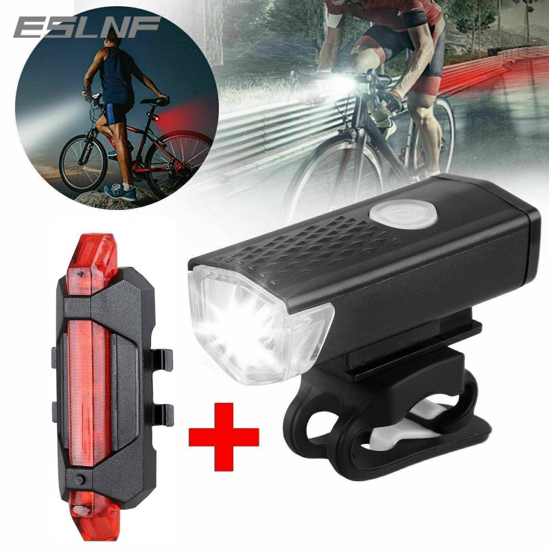 Eslnf ไฟหน้าจักรยานเสือภูเขา LED ชาร์จ USB กันน้ํา เพื่อความปลอดภัย