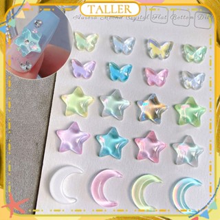 ✧พร้อมส่ง 1pc Nail Art Beautiful Girly Moon Series Jewelry Star Plain Color Butterfly Colorful Mocha K9 Crystal Flat Drill Nail Decoration Manicure Tool For Nail Shop TALLER