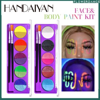 Face &amp; Body Paint Kit 5 สีแต่งหน้าภาพวาดแผ่นอายแชโดว์ปลอดภัยและปลอดสารพิษแผ่นแต่งหน้าสำหรับฮาโลวีนชุดคอสเพลย์ปาร์ตี้ดอกไม้