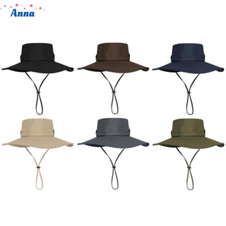 【Anna】Fisherman Hat Mesh Holes Wide Brim Hat Breathable Hiking Boonie Hat Sun Hat