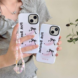 เคสโทรศัพท์มือถือ ซิลิโคน กันกระแทก ลายการ์ตูนกล้วยน่ารัก สีชมพู พร้อมสายโซ่คล้อง สําหรับ Iphone 14Promax 13 11 12