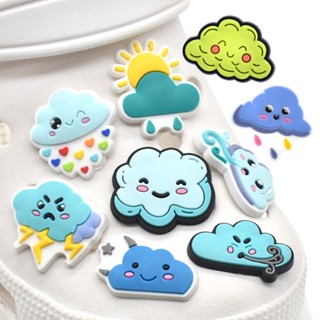 จี้การ์ตูน Typhoon Croc Charms Jibbitz Rainstorm Jibitz Charm Pin Weather Jibits Crocks สําหรับตกแต่งรองเท้าผู้ชาย