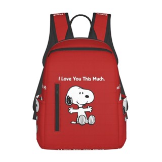 Snoopy กระเป๋าเป้สะพายหลัง กระเป๋าเดินทาง ลายสนูปปี้น่ารัก มีซิป ทนทาน 14.7 นิ้ว สําหรับนักเรียน เดินทาง