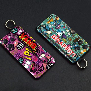 Lanyard Fashion Design Phone Case For Redmi12 4G Soft case cartoon Wristband Durable Shockproof Kickstand Phone Holder ring