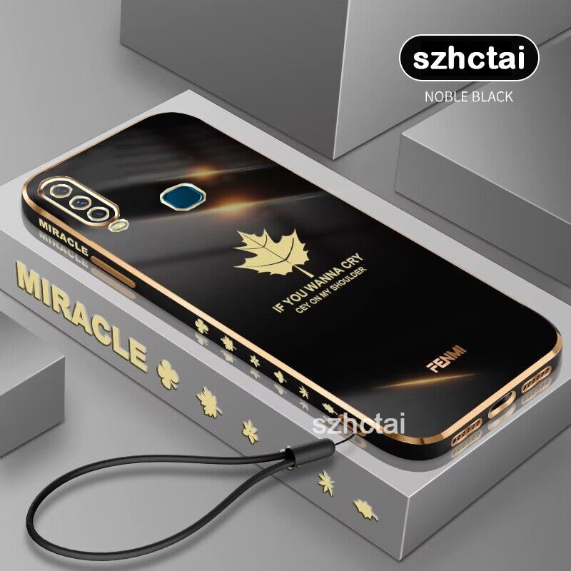 เคส vivo y11 y12 y15 y17 y19 สไตล์เกาหลี 6D ซิลิโคนนิ่ม หรูหรา เคสโทรศัพท์ + ฟรีสายคล้อง