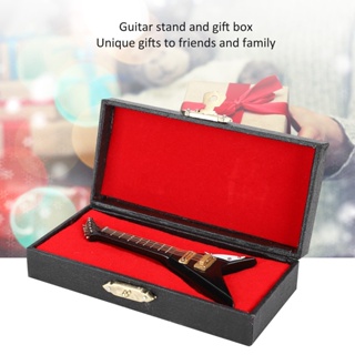 Yohio เครื่องประดับกีตาร์จิ๋ว VShaped Mini Musical Instrument Model Gift Black 10cm