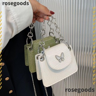 Rosegoods1 กระเป๋าสะพายไหล่ สะพายข้าง หนัง Pu ลายผีเสื้อ ความจุสูง สีพื้น แฟชั่นสําหรับผู้หญิง