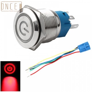 【ONCEMOREAGAIN】Push Button Switch 19mm 3-6V Car Push Button LED Power Symbol Metal ON-OFF