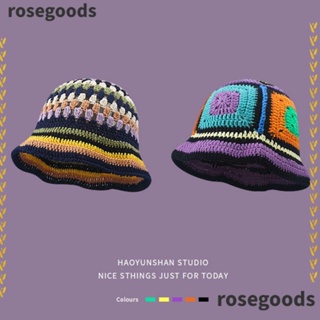 Rosegoods1 หมวกบักเก็ต ผ้าถักกลวง แฟชั่นฤดูร้อน สไตล์เกาหลี