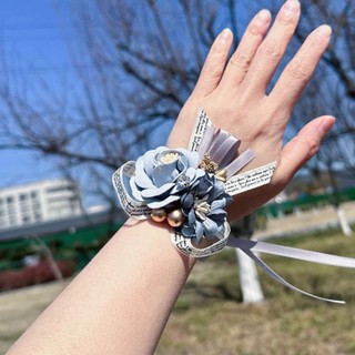 สายรัดข้อมือ ลายดอกไม้ ผีเสื้อ แบบเรียบง่าย สไตล์เกาหลี สําหรับเพื่อนเจ้าสาว