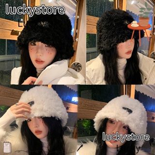 Lucky หมวกบักเก็ต ผ้ากํามะหยี่ขนนิ่ม แบบหนา กันลม พับได้ สีพื้น ให้ความอบอุ่น เหมาะกับฤดูหนาว สําหรับชาวประมง