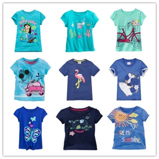 Cute Baby Girls Short Sleeve blue Cotton T-shirts Clearance sale