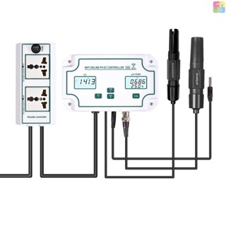 [ขายดี] 3-in-1 เครื่องตรวจจับคุณภาพน้ํา pH EC TEMP ไร้สาย WiFi ตัวควบคุม pH EC มืออาชีพ พร้อมปลั๊กรีเลย์อิเล็กโทรด BNC