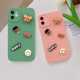 เคสซิลิโคนนิ่ม ลายการ์ตูนหมี 3D ป้องกันกล้อง สําหรับ iPhone X XR XS Max 11 12 13 14 Pro Max 7 8 Plus SE 2020 Mini 6 6S 11Pro 12pro 13Pro