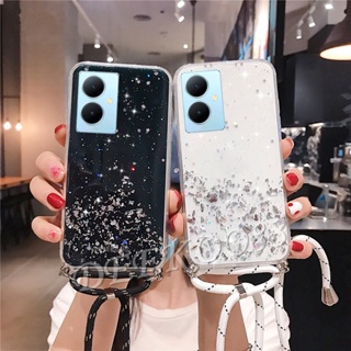 ใหม่ เคสโทรศัพท์มือถือ TPU นิ่ม แบบใส ปิดด้านหลัง ลายกลิตเตอร์ พร้อมสายคล้องคอ สําหรับ VIVO Y27 Y36 Y78 Y02T Y02A 5G 4G 2023 Y27 Y36 Y78