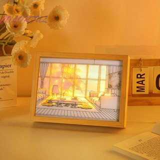 【COLORFUL】Premium Wooden Light Painting Photo Frame for Bedside Decoration and Night Light