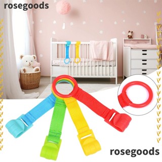 Rosegoods1 แหวนพลาสติก น้ําหนักเบา แบบพกพา สีแคนดี้ สําหรับแขวนเปลเด็ก