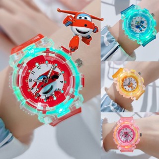 Super Wings นาฬิกาข้อมือเรืองแสง ลายการ์ตูน Jett สําหรับเด็กอนุบาล