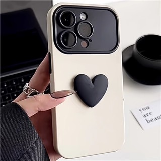 Huiwanju เคสโทรศัพท์มือถือ กันตก ลายหัวใจ สามมิติ เรียบง่าย สีพื้น สําหรับ iPhone 14pro IP13 11 12pro minimax