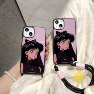 For เคสไอโฟน 14 Pro Max [Cute Girl Short Strap] เคส Phone Case For iPhone 14 Pro Max Plus 13 12 11 For เคสไอโฟน11 Ins Korean Style Retro Classic Couple Shockproof Protective TPU Cover Shell