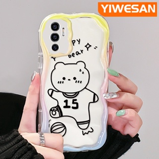 เคสโทรศัพท์มือถือแบบนิ่ม ใส กันกระแทก ลายหมีแฮปปี้ สีครีม แฟชั่น สําหรับ VIVO V23E 4G V23E 5G V23 Pro V23i 5G S12 5G Y75