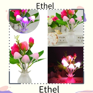 Ethel1 โคมไฟดอกกุหลาบ LED โรแมนติก หลากสี ปลั๊ก US EU สําหรับตกแต่งบ้าน