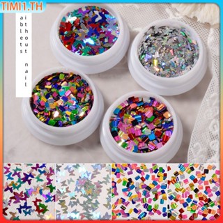 แฟชั่นส่วนบุคคล Super Shiny Butterfly Manicure Sequins Color Laser Butterfly Manicure Mixed Color Manicure Decoration | เวลา1