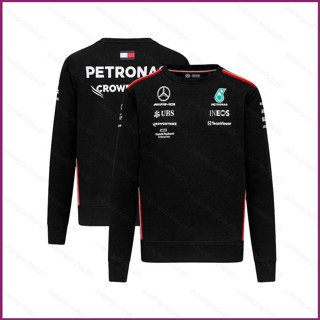 Yp2 เสื้อยืดกีฬา แขนยาว คอกลม ลายทีมแข่งรถ Mercedes AMG F1 พลัสไซซ์ สําหรับผู้ชาย และผู้หญิง PY2 2023