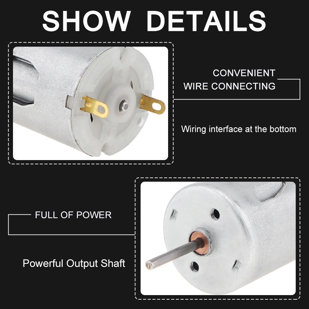 R280 DC มอเตอร์ 12-24V 24000RPM ความเร็วสูง ไมโครมอเตอร์ สําหรับของเล่น DIY พัดลมขนาดเล็ก เครื่องคั้นน้ําผลไม้ ปั๊มน้ํา เครื่องดนตรีความงาม ไฟฟ้า - รูปที่ 4
