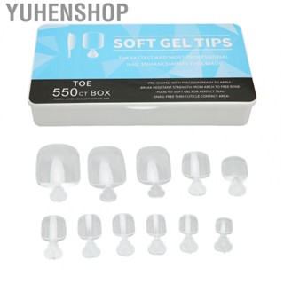 Yuhenshop False Toenail Tips  Artificial Clear Breathable Full Cover Toe Nail Tips Multi Sizes  for Home