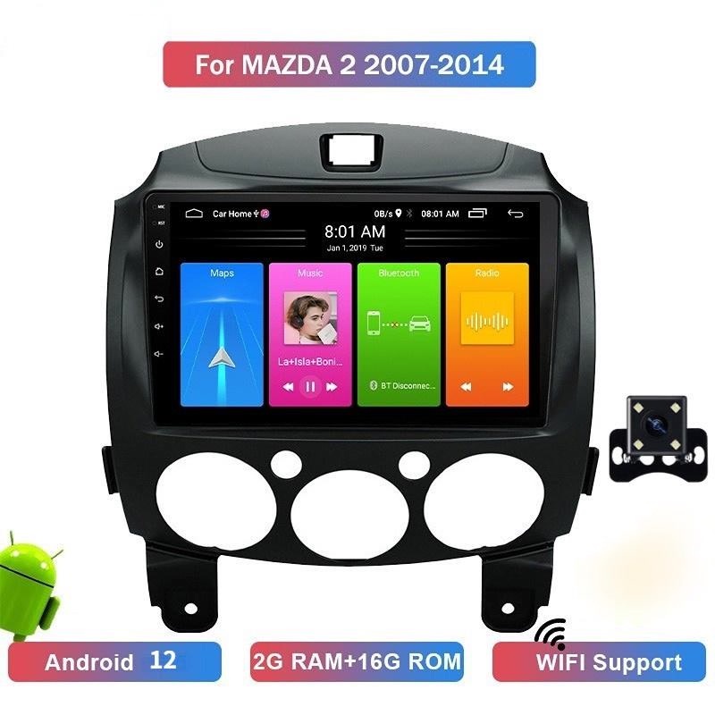 วิทยุติดรถยนต์ android 2din สเตอริโอ Android สำหรับ Mazda 2 2007-2014 Android 10 นิ้ว 2G + 16G พร้อมกรอบ