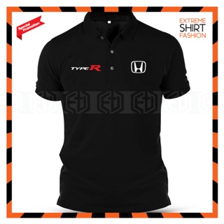 เสื้อยืดโปโล ผ้าฝ้าย พิมพ์ลายโลโก้ Honda Civic Type R FK8 FWD Baju Lelaki สําหรับผู้ชาย