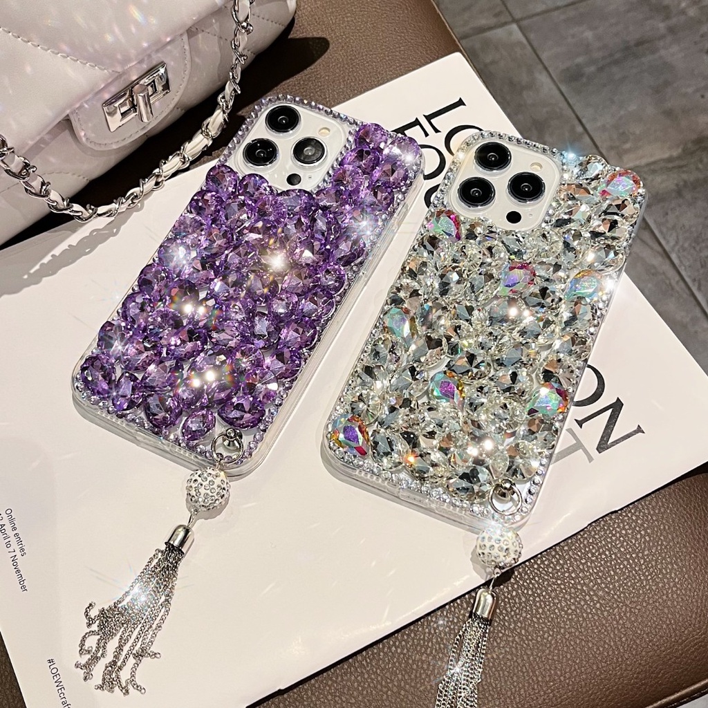เคส iPhone เคสโทรศัพท์ เคสโทรศัพท์มือถือ ซิลิโคนนิ่ม ปิดด้านหลัง ประดับเพชร พลอยเทียม กลิตเตอร์ หรูหรา สําหรับ iPhone 17 PRO MAX 16 pro max 15 Pro Max 14 Pro Max 14 15 16 Plus 13 12 11 ProMax X XR XS 16E 17 Air Case