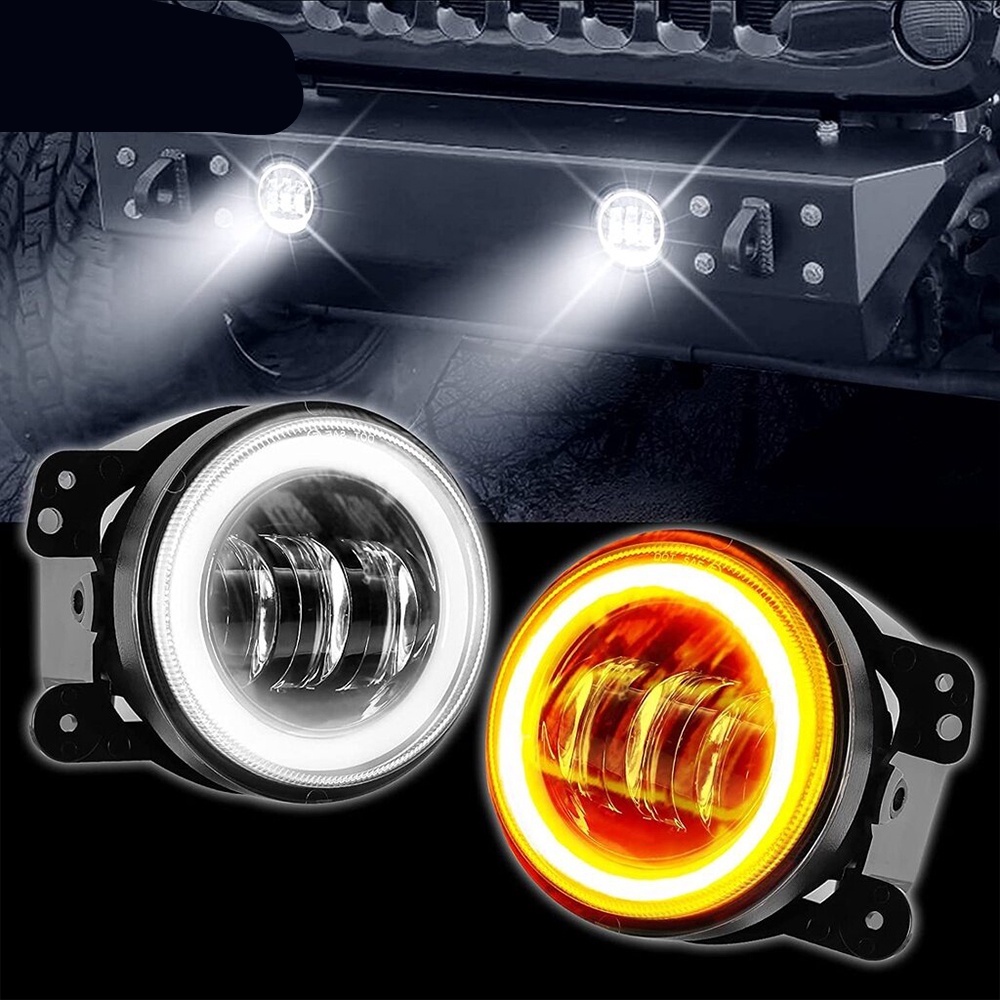2pcs ไฟตัดหมอก Led 60W สีเหลืองอําพัน 4 นิ้ว สําหรับรถยนต์ รถจักรยานยนต์ 2 ชิ้น