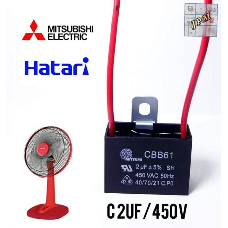 The Fan คาปาซิเตอร์พัดลม 2uf/450v capacitor พัดลม HATARI  capa พัดลมมิตซู ใช้กับพัดลม16" ,18"  แคปรั