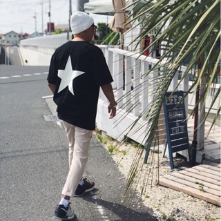 เสื้อยืดผ้าคอตตอน เสื้อยืดผ้าหนา ผ้านุ่ม คอกลม Spenzer.street | ⭐  Star esse