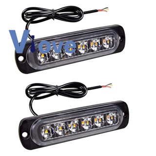 ไฟแฟลชฉุกเฉิน LED 6 ดวง สีเหลืองอําพัน สําหรับรถยนต์ รถบรรทุก รถออฟโร้ด ATV SUV 2 แพ็ค