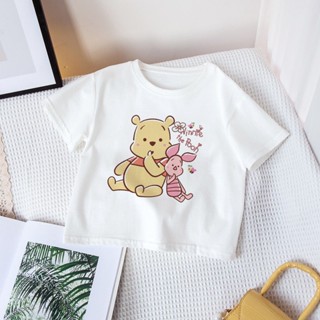 เสื้อยืดแขนสั้น พิมพ์ลาย Winnie The Pooh Kitty สีขาว สําหรับเด็กผู้ชาย และเด็กผู้หญิง