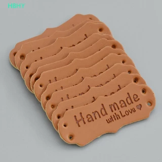 HB 50 ชิ้นแท็กหนังทําด้วยมือป้ายรักเย็บหัตถกรรม DIY แท็กถัก HY
