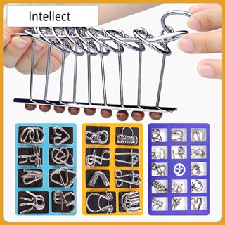 8Pcs/Set Metal Wire Puzzle Montessori Interactive Game IQ Reliever Mind Brain Teaser Puzzles Children Adults Educational Toys