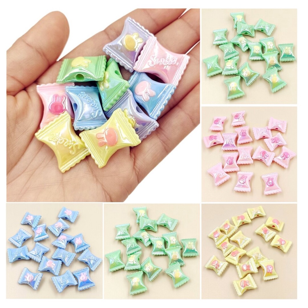 จี้ลูกปัด รูปกระต่าย ชุบ UV สองสี แฮนด์เมด DIY 5 ชิ้น - รูปที่ 2