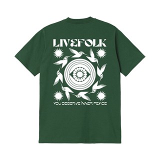 เสื้อยืดผ้าฝ้ายพิมพ์ลายLivefolk - Birdy Green T-Shirt