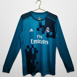 เสื้อกีฬาแขนสั้น ลายทีมชาติฟุตบอล Real Madrid Two Away 2017/18 ชุดเยือน สไตล์วินเทจ แห้งเร็ว ไซซ์ S-XXL