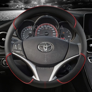 ปลอกหนังหุ้มพวงมาลัยรถยนต์ ไมโครไฟเบอร์ อุปกรณ์เสริม สําหรับ Toyota Yaris Vios 2014 2015 2016 2017 2018