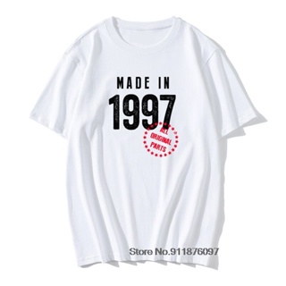 Vintage Born In 1997 Birthday Men T Shirt 24 Years O-Neck 100% Cotton Retro Hip Hop Tees Boyfriend gift เสื้อยืดคอกลม