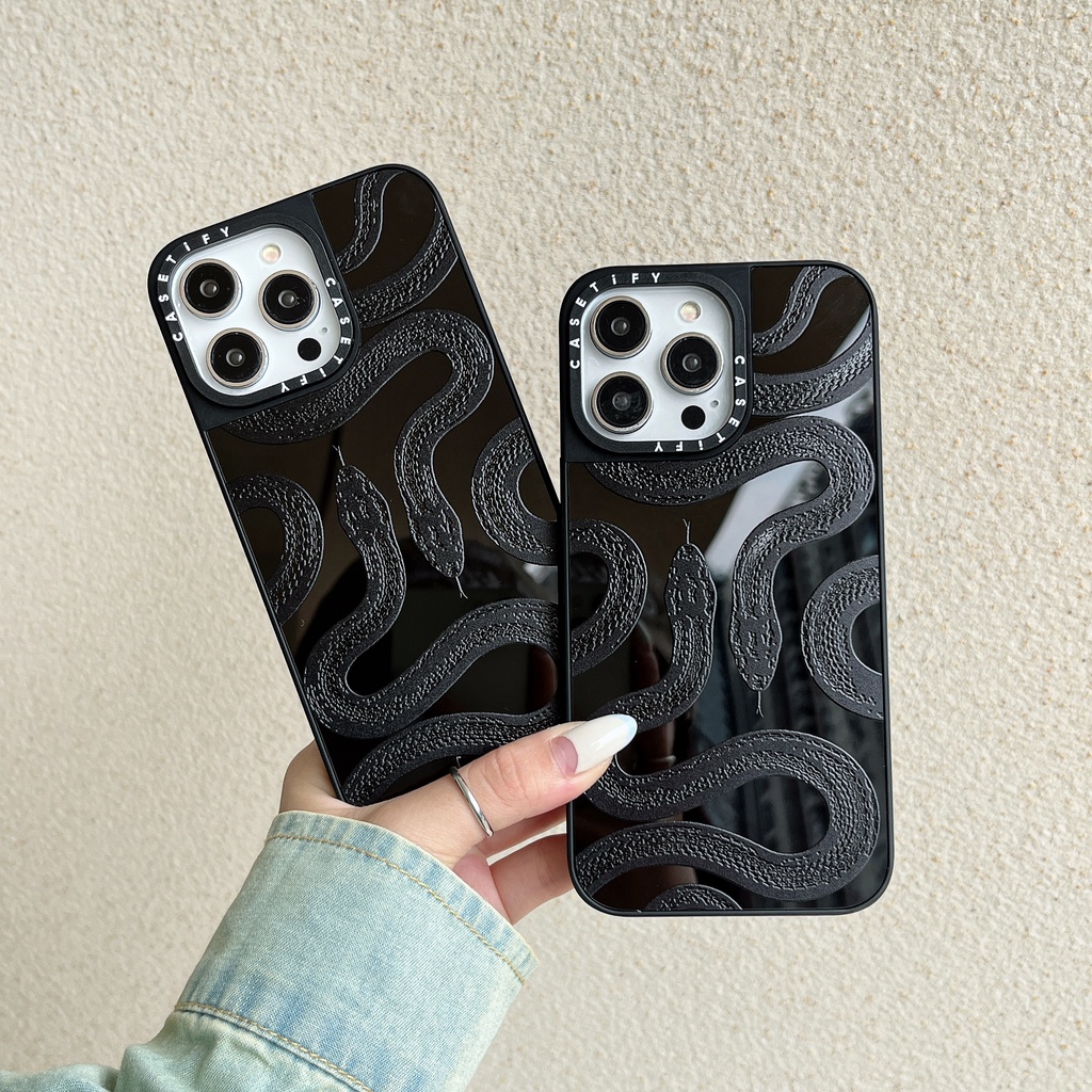 กระจกสําหรับiPhone 17 AIR 16 Pro max 15 Promax 14 Plus 13 mini 12 11 XS XR XSMAX 8G 7 Plus SE2020 รูปแบบงูกันกระแทกFull Protectorฝาครอบโทรศัพท์